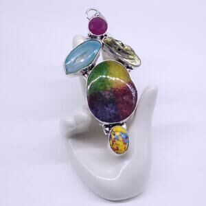Copied - CoRainbow and Multi-Stone Sterling Silver Pendant